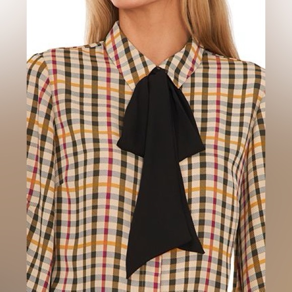 CeCe Button-Up Bow-Neck Blouse - Size XS - Picture 2 of 9